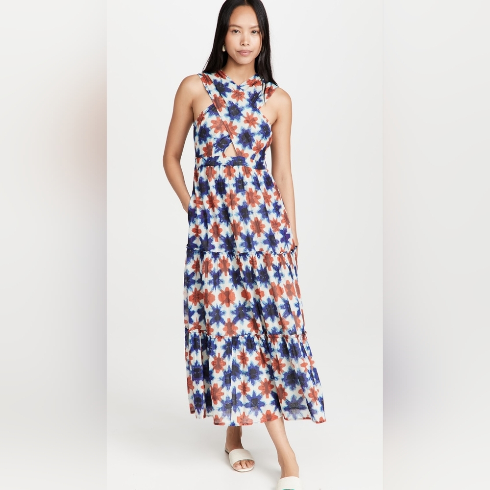 BANJANAN Harper Cross Over Tiered Maxi Cotton Dress Size S